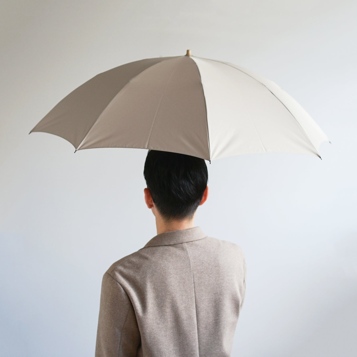 折りたたみ傘 メンズ 雨傘 超撥水 2段折り 小宮商店 ミラトーレ グレージュ