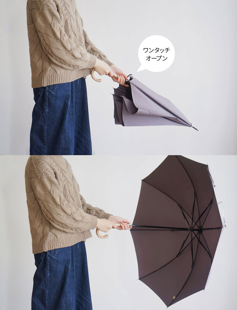 長傘 レディース 雨傘 お荷物の多い時でも最適なワンタッチ傘