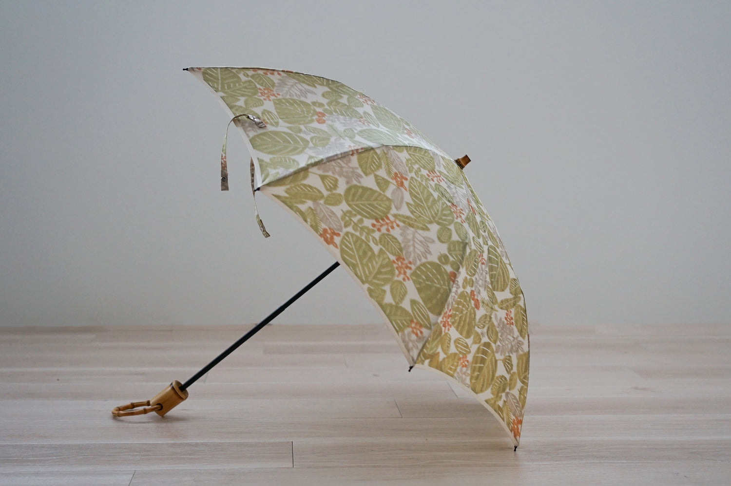 折りたたみ傘 レディース 晴雨兼用傘 甲州織 2way 2段折り 小宮商店 kata kata 葉っぱ もえぎ