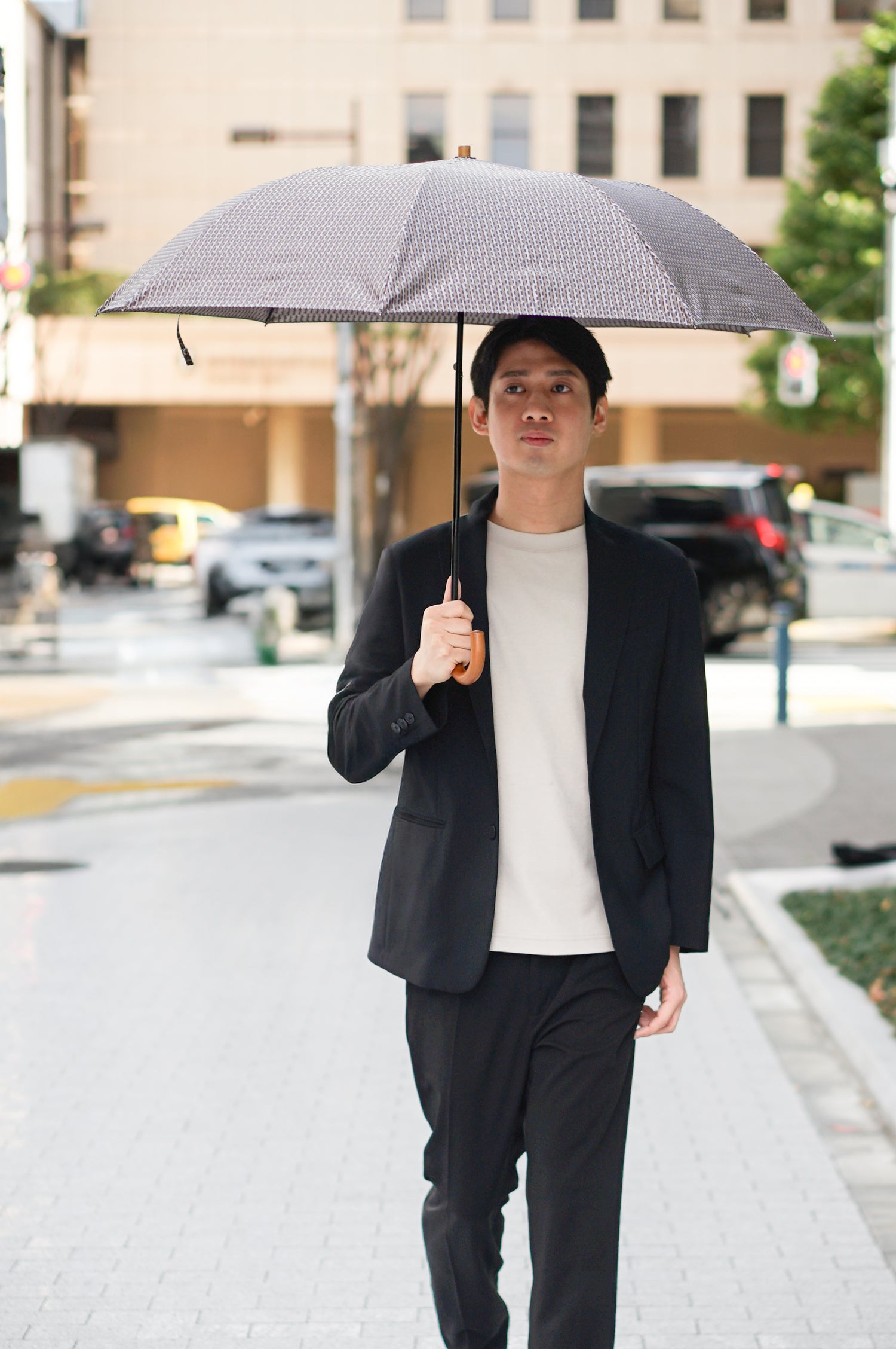 折りたたみ傘 レディース 雨傘 「榛原(はいばら)」千代紙の伝統的な図案「組木(くみき)」