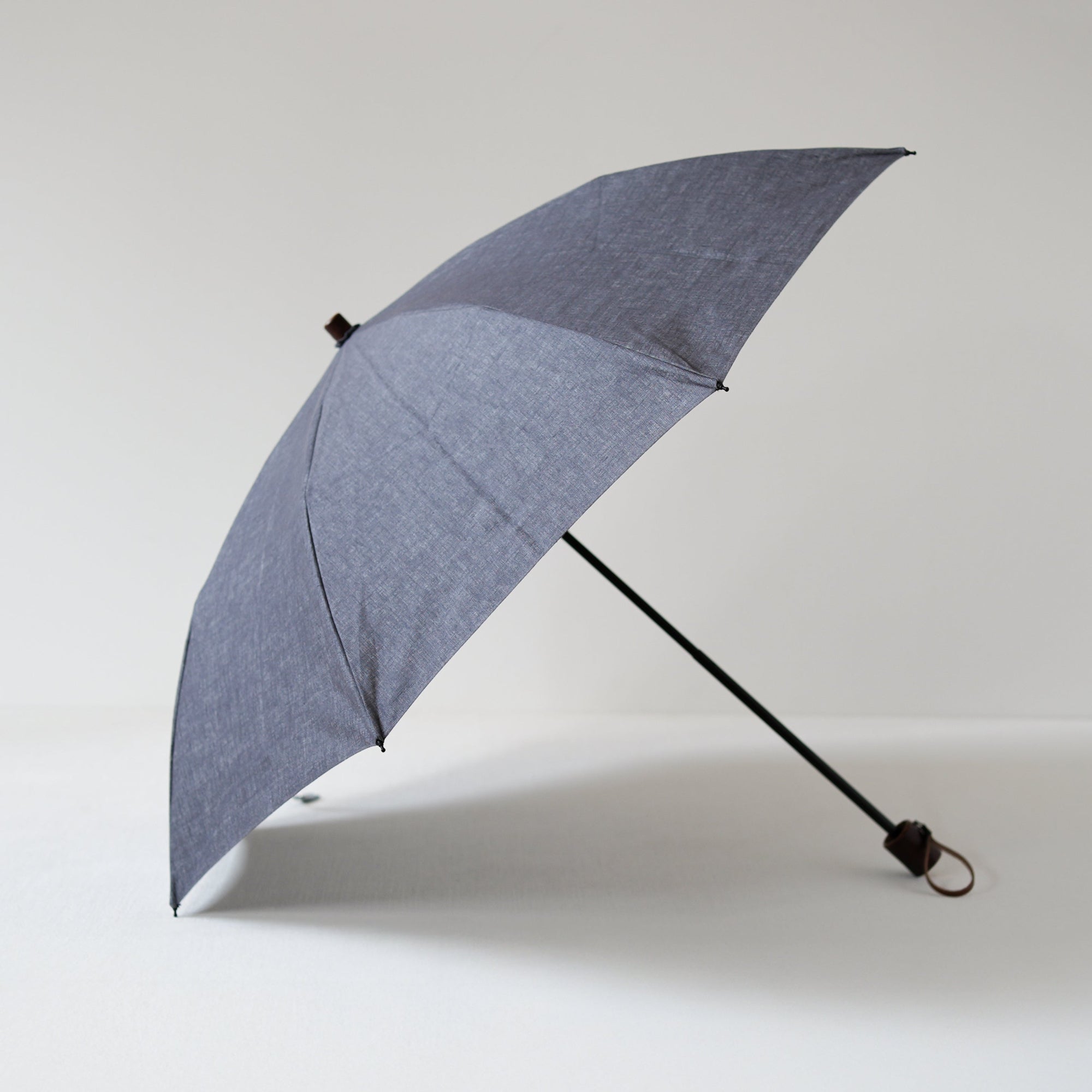 折りたたみ傘 レディース 天然繊維の日傘 2段折り 小宮商店 Breeze Linen ネイビーグレー
