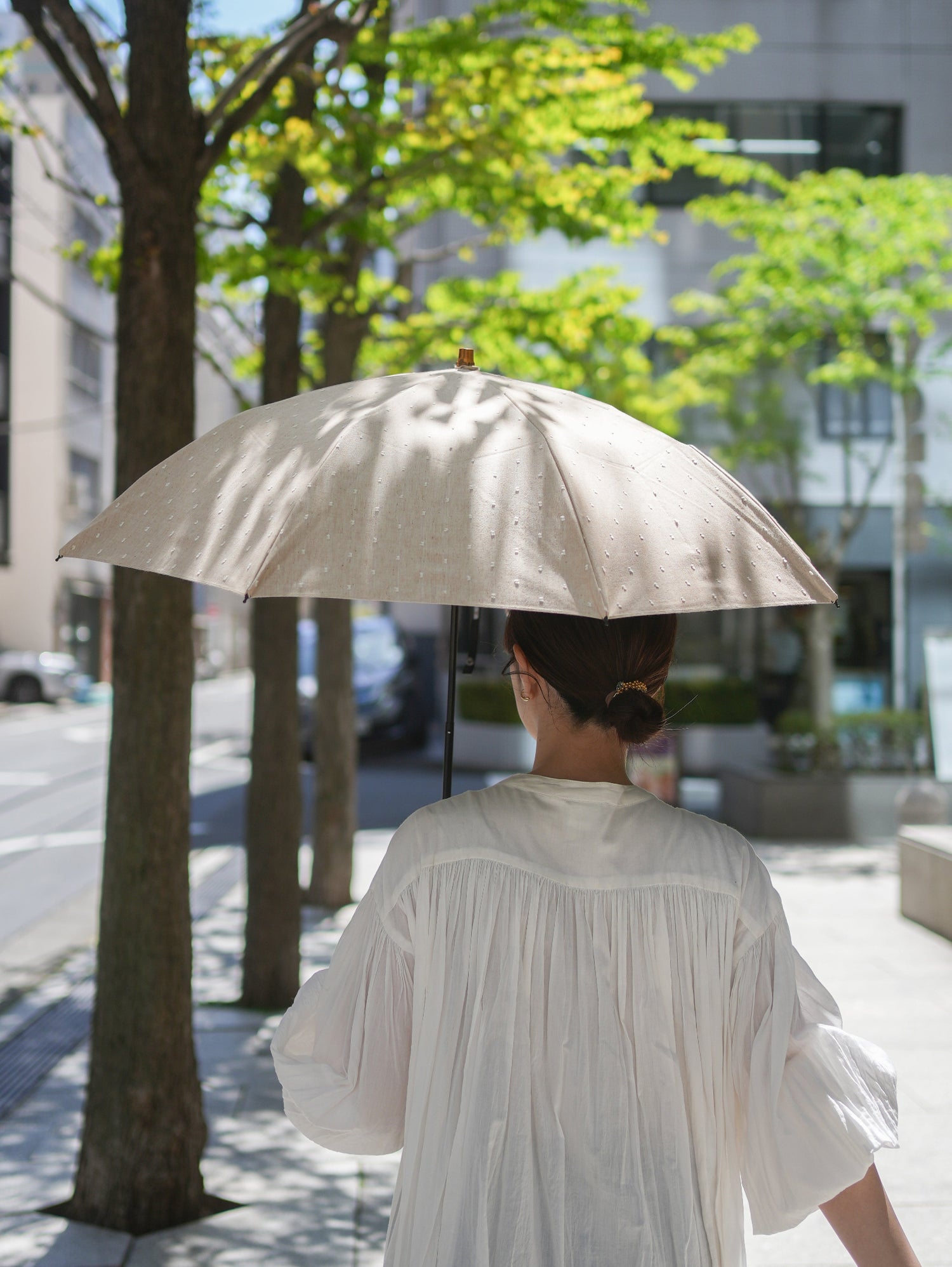 折りたたみ傘 レディース 晴雨兼用傘 染料を使用しないオーガニックコットン100%のカットドビー