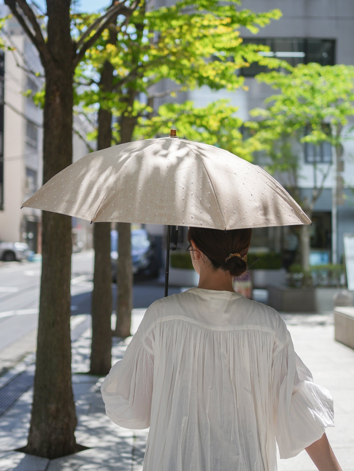 折りたたみ傘 レディース 晴雨兼用傘 染料を使用しないオーガニックコットン100%のカットドビー