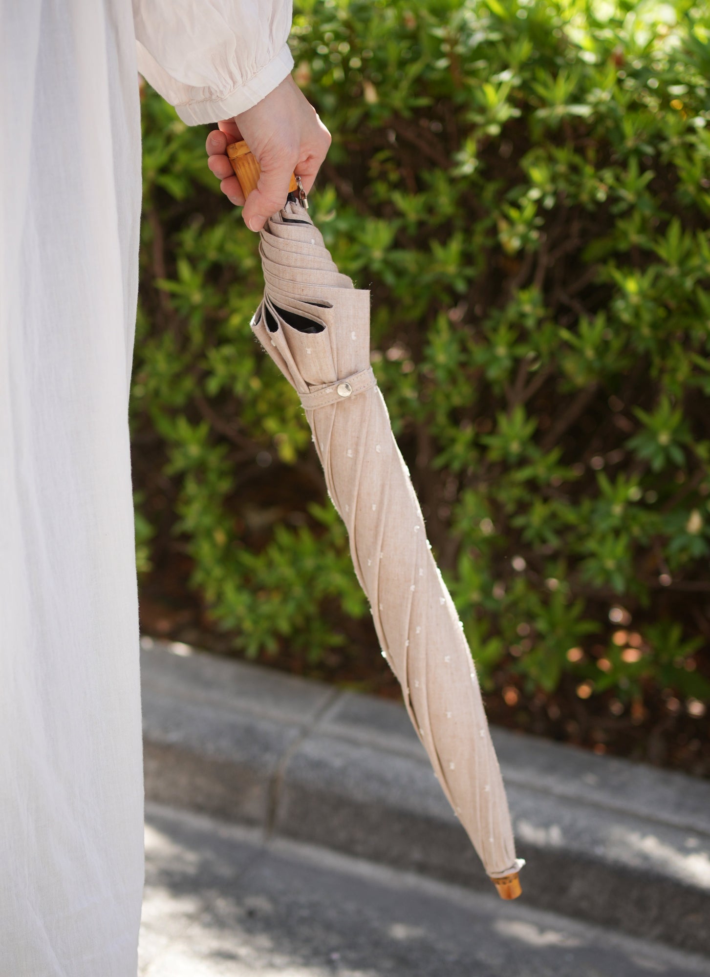 折りたたみ傘 レディース 晴雨兼用傘 染料を使用しないオーガニックコットン100%のカットドビー