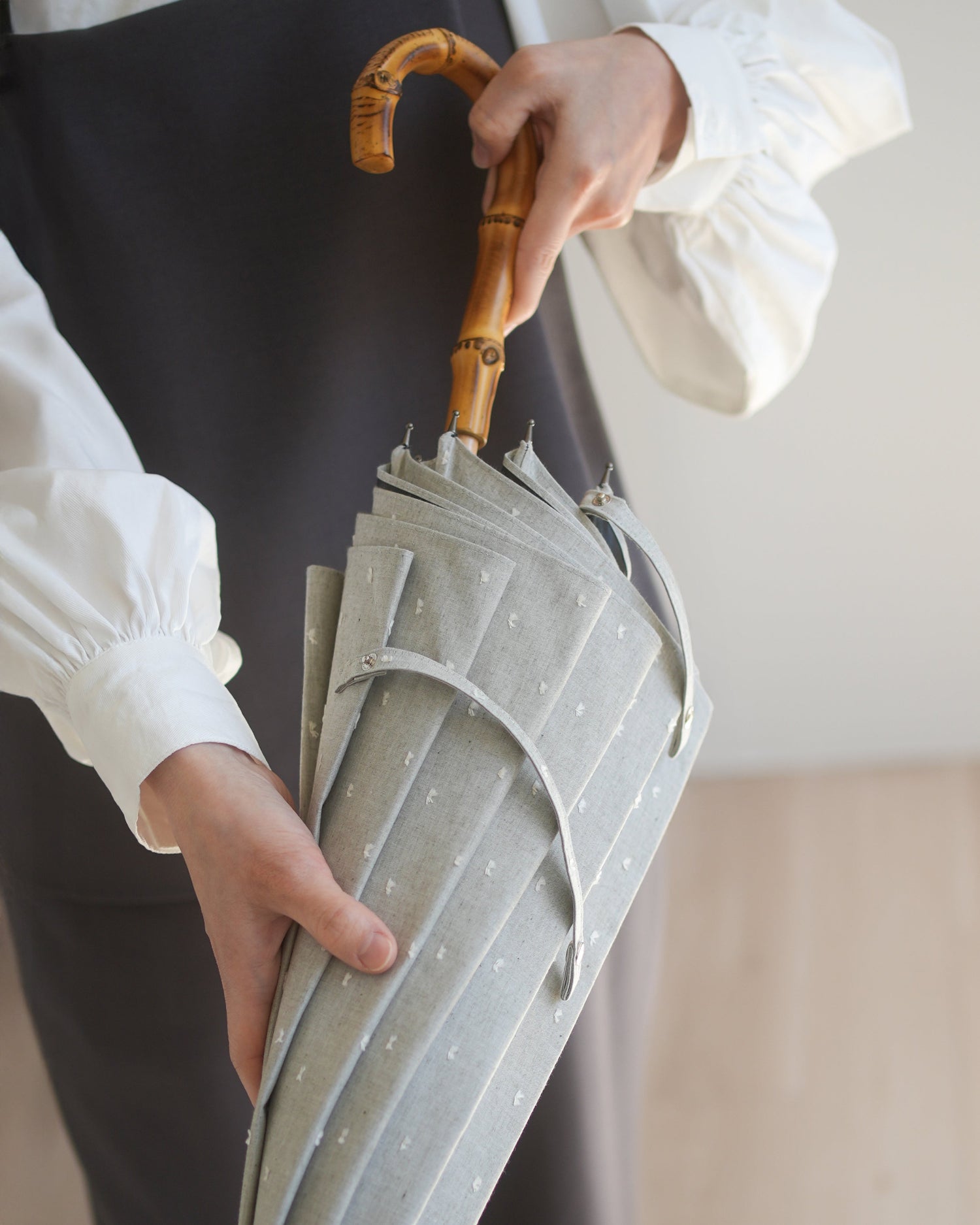 長傘 レディース 日傘・晴雨兼用傘 染料を使用しないオーガニックコットン100%のカットドビー