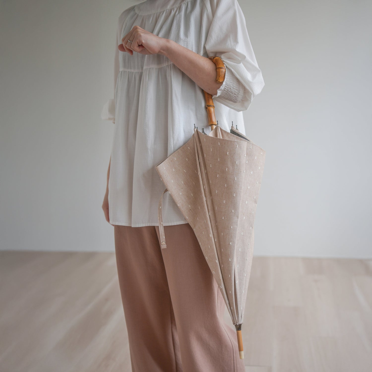 長傘 レディース 日傘・晴雨兼用傘 染料を使用しないオーガニックコットン100%のカットドビー