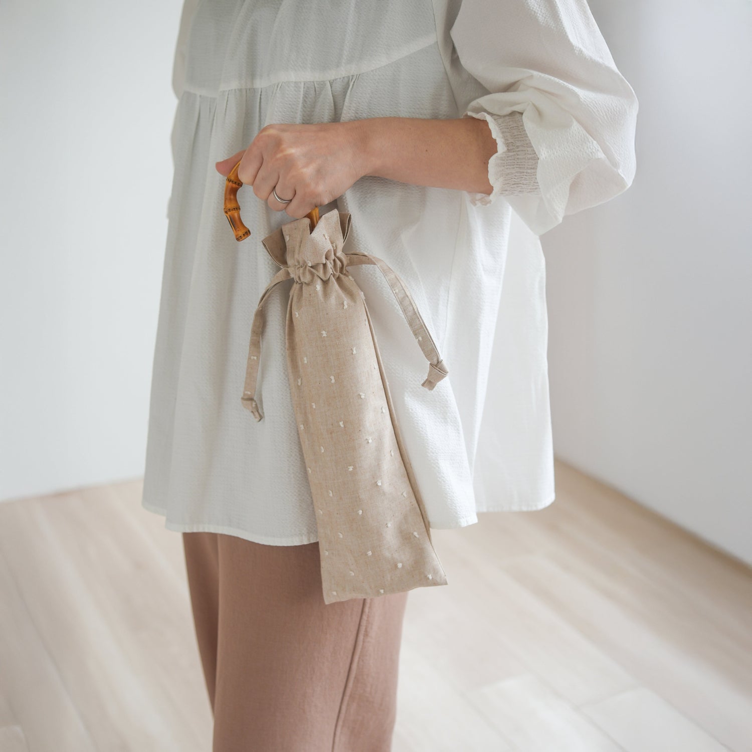 折りたたみ傘 レディース 晴雨兼用傘 長傘用と折りたたみ傘用で2通り使える2WAY仕様