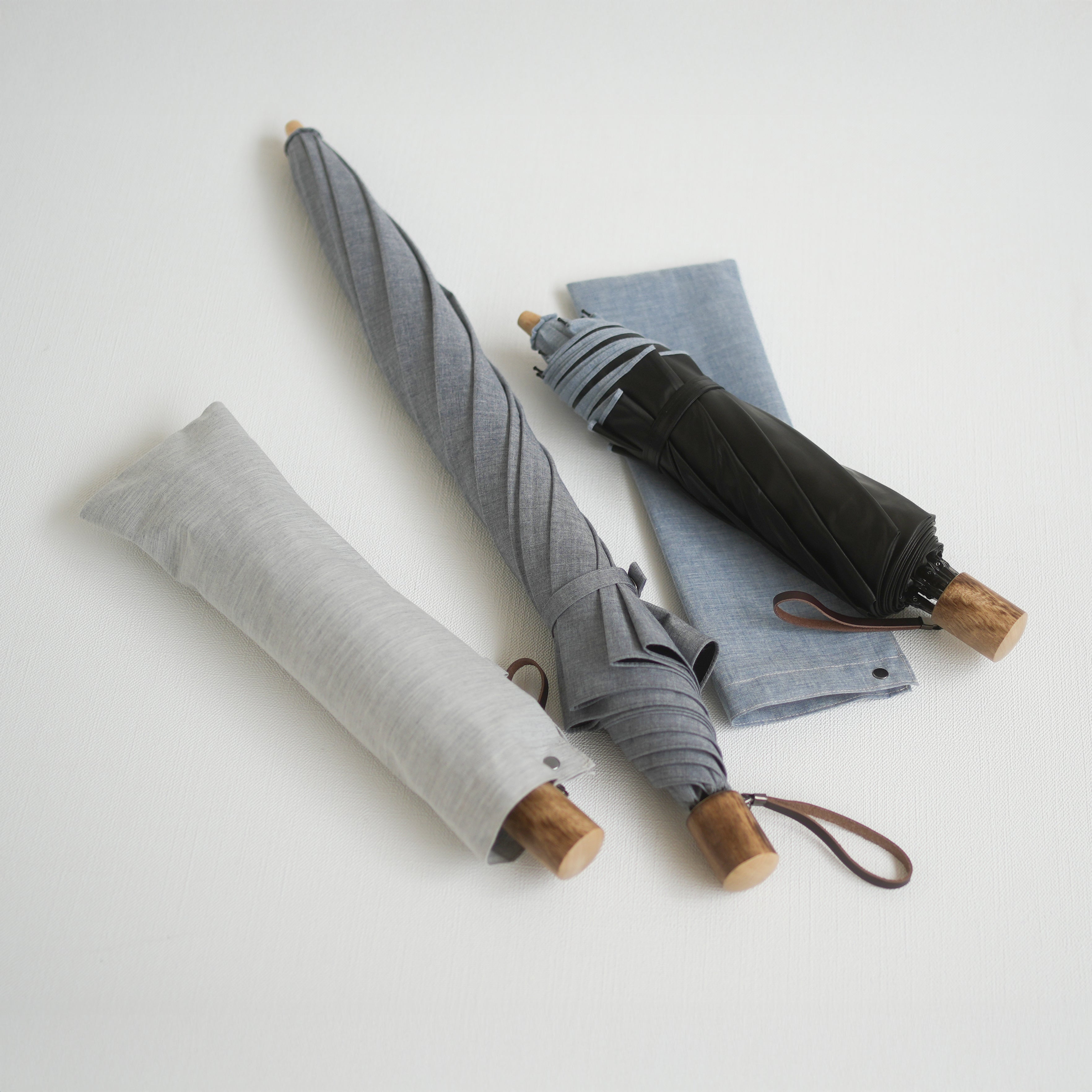 折りたたみ傘 メンズ 晴雨兼用傘 シャンブレーシャツのようなおしゃれさと、猛暑でも涼しい機能性