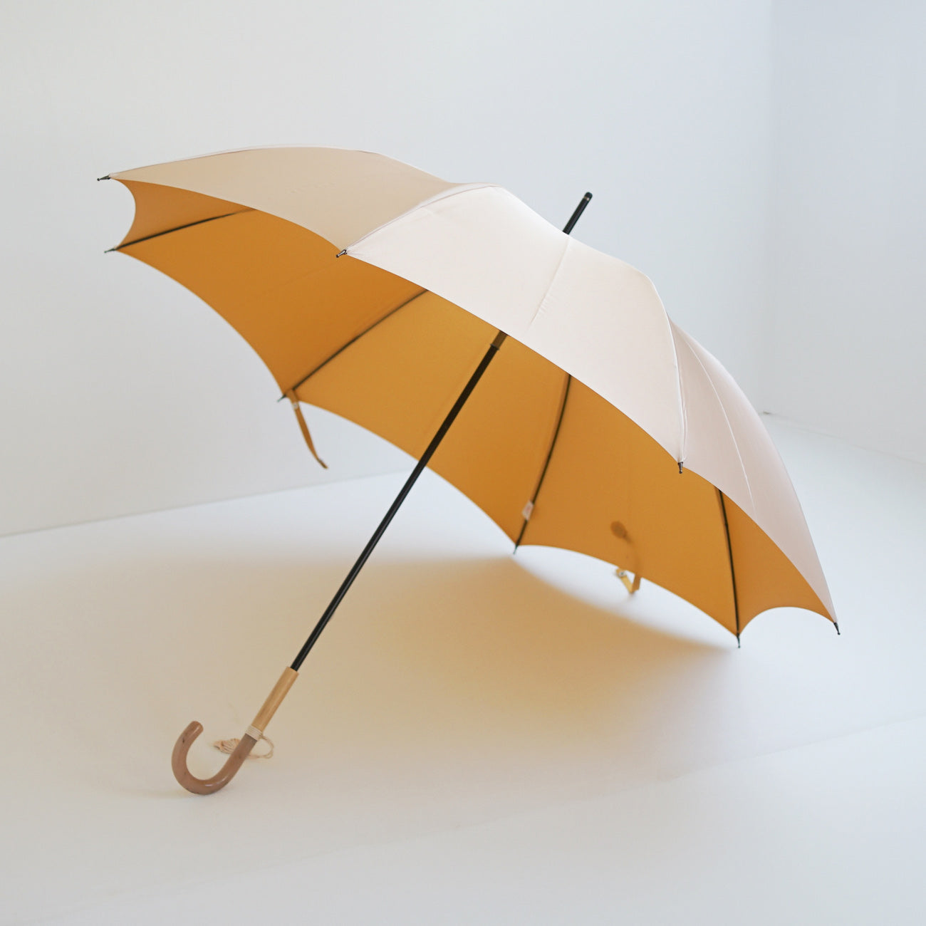 長傘 レディース 雨傘 UV 甲州織 カーボン骨 小宮商店 TwoPly アイボリー
