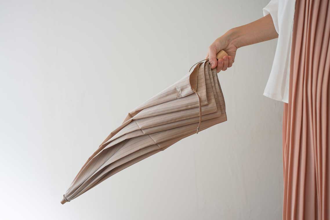 Twin stripe folding umbrella 55cm 8 ribs
