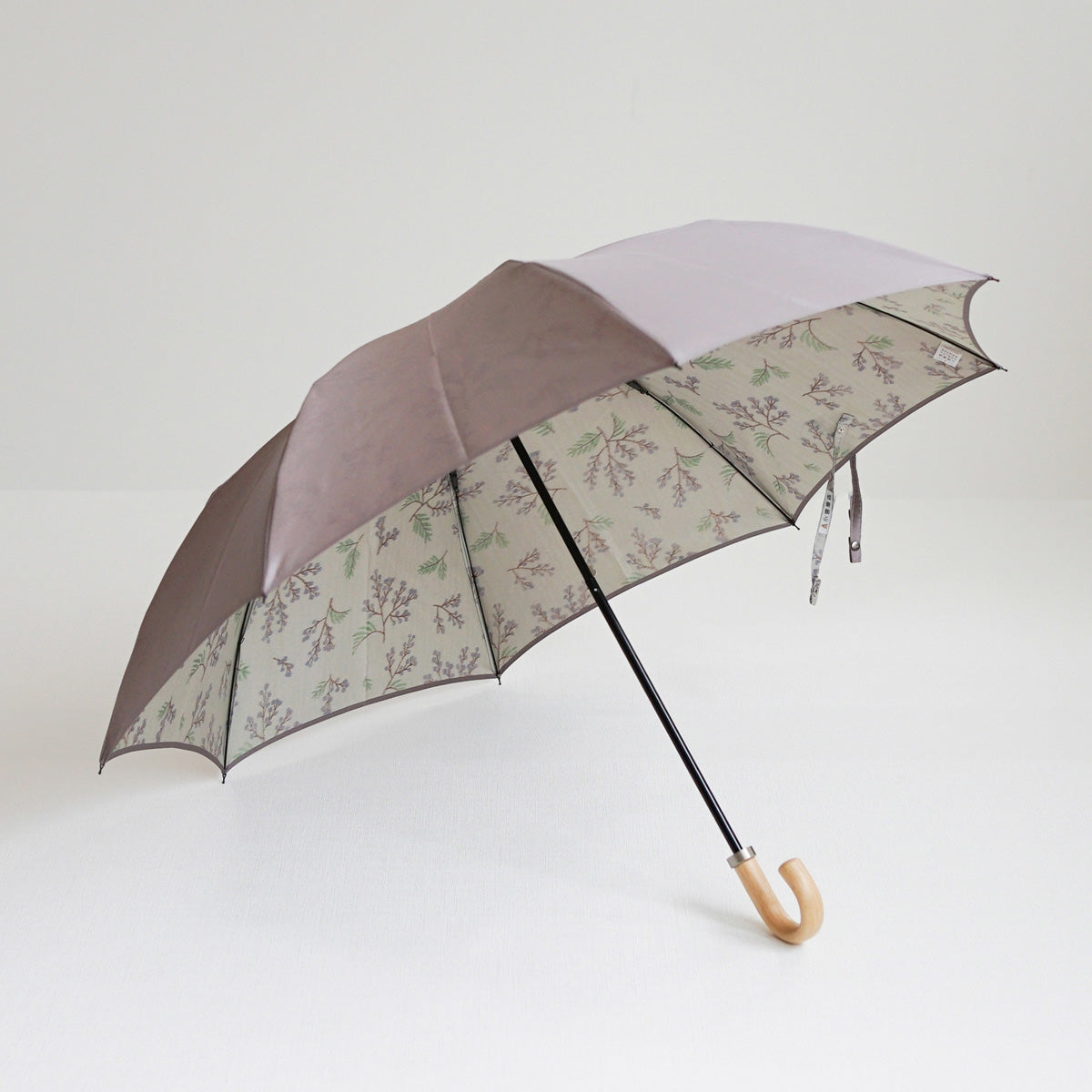 折りたたみ傘 レディース 雨傘 UV 甲州織 2段折り 小宮商店 Bouquet ラベンダーグレー