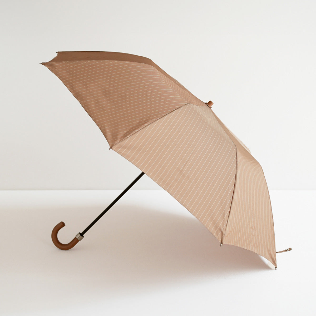 折りたたみ傘 レディース 雨傘 雨晴兼用傘 甲州織 ラクラク開閉 小宮商店 Twin Stripe ブラウン