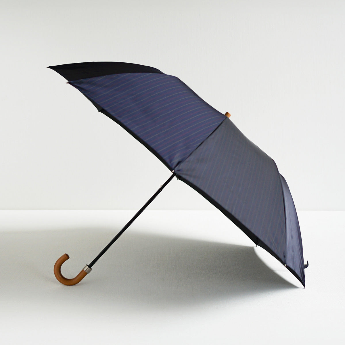 折りたたみ傘 レディース 雨傘 雨晴兼用傘 甲州織 ラクラク開閉 小宮商店 Twin Stripe ネイビー