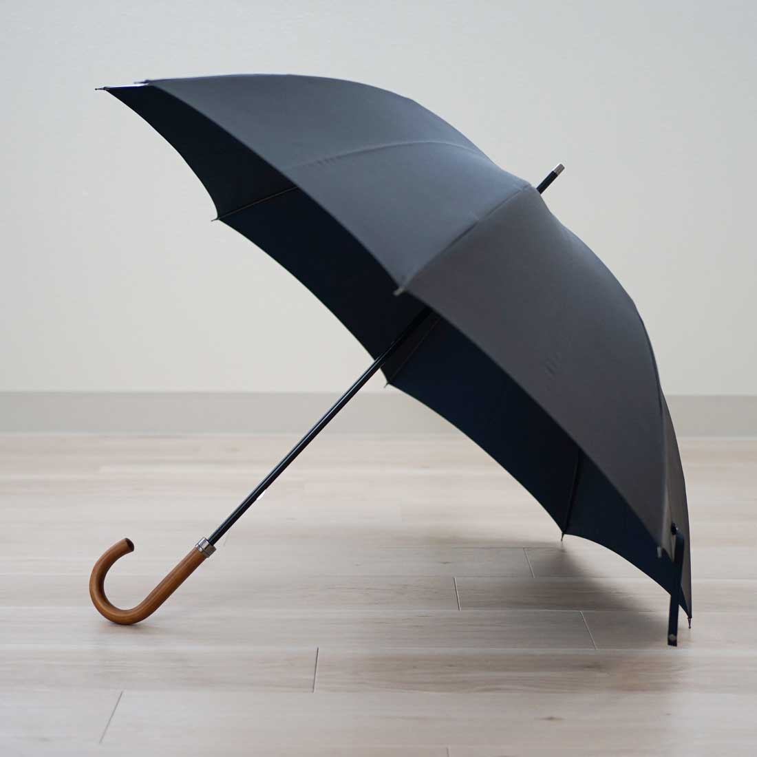 長傘 メンズ 雨傘 UV 甲州織 カーボン骨 小宮商店 TwoPly グレー