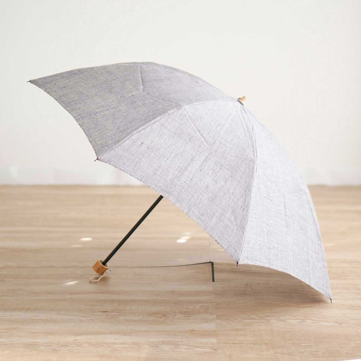 折りたたみ傘 メンズ 日傘 天然繊維の日傘 2段折り 小宮商店 Natural Linen スカイグレー