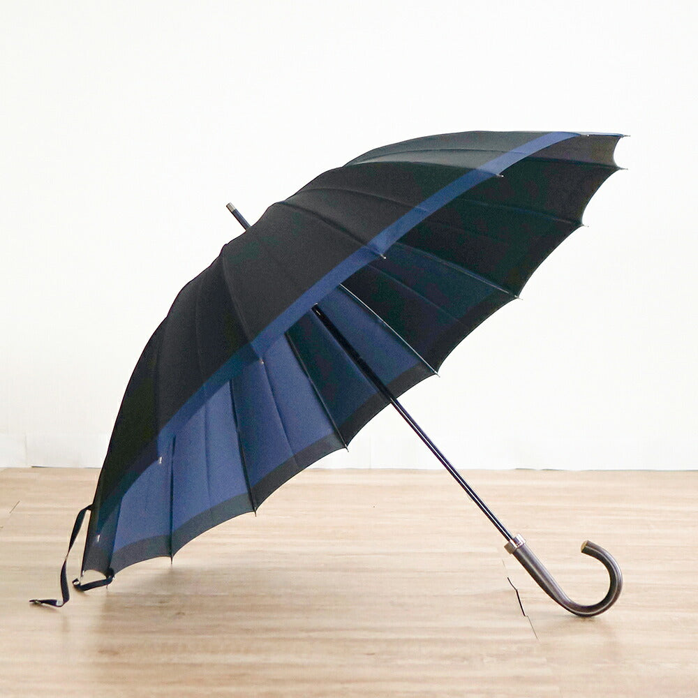 長傘 メンズ 雨傘 UV 甲州織 木製シャフト 小宮商店 橘 ブラック・ブルー