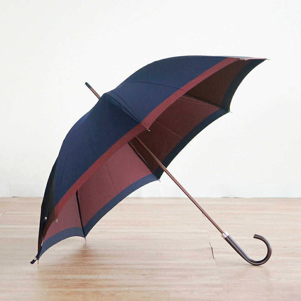 長傘 メンズ 雨傘 UV 甲州織 木製シャフト 小宮商店 橘 ネイビー・ワイン