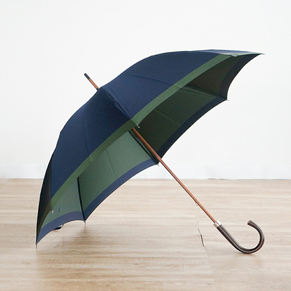 長傘 メンズ 雨傘 UV 甲州織 木製シャフト 小宮商店 橘 ネイビー・グリーン