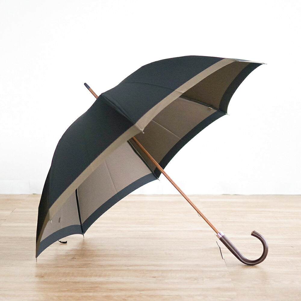 長傘 メンズ 雨傘 UV 甲州織 木製シャフト 小宮商店 橘 ブラック・ベージュ