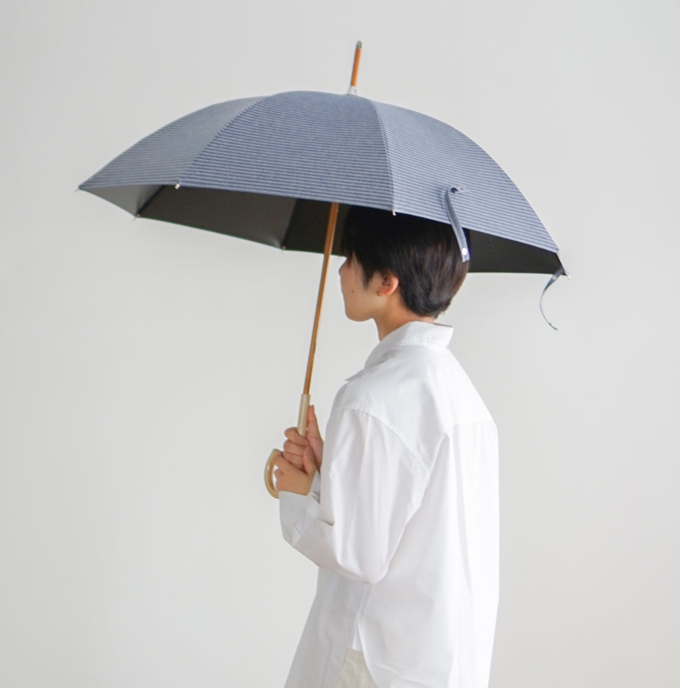 長傘 レディース 晴雨兼用 遮光・遮熱 ユニセックスで使える、ボーダーのデザインとカラー