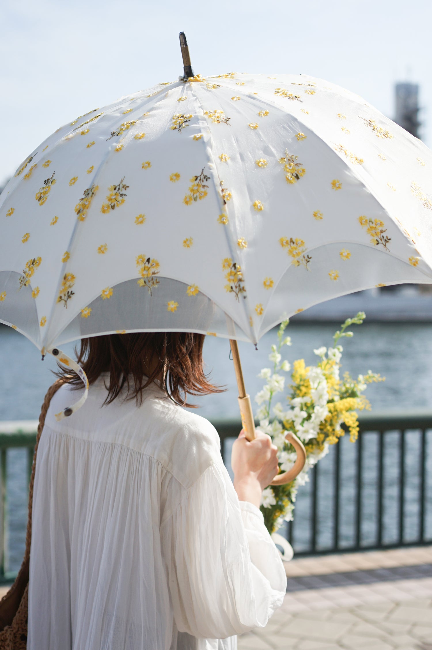 Guegain lace double layered long umbrella 50cm 10 ribs