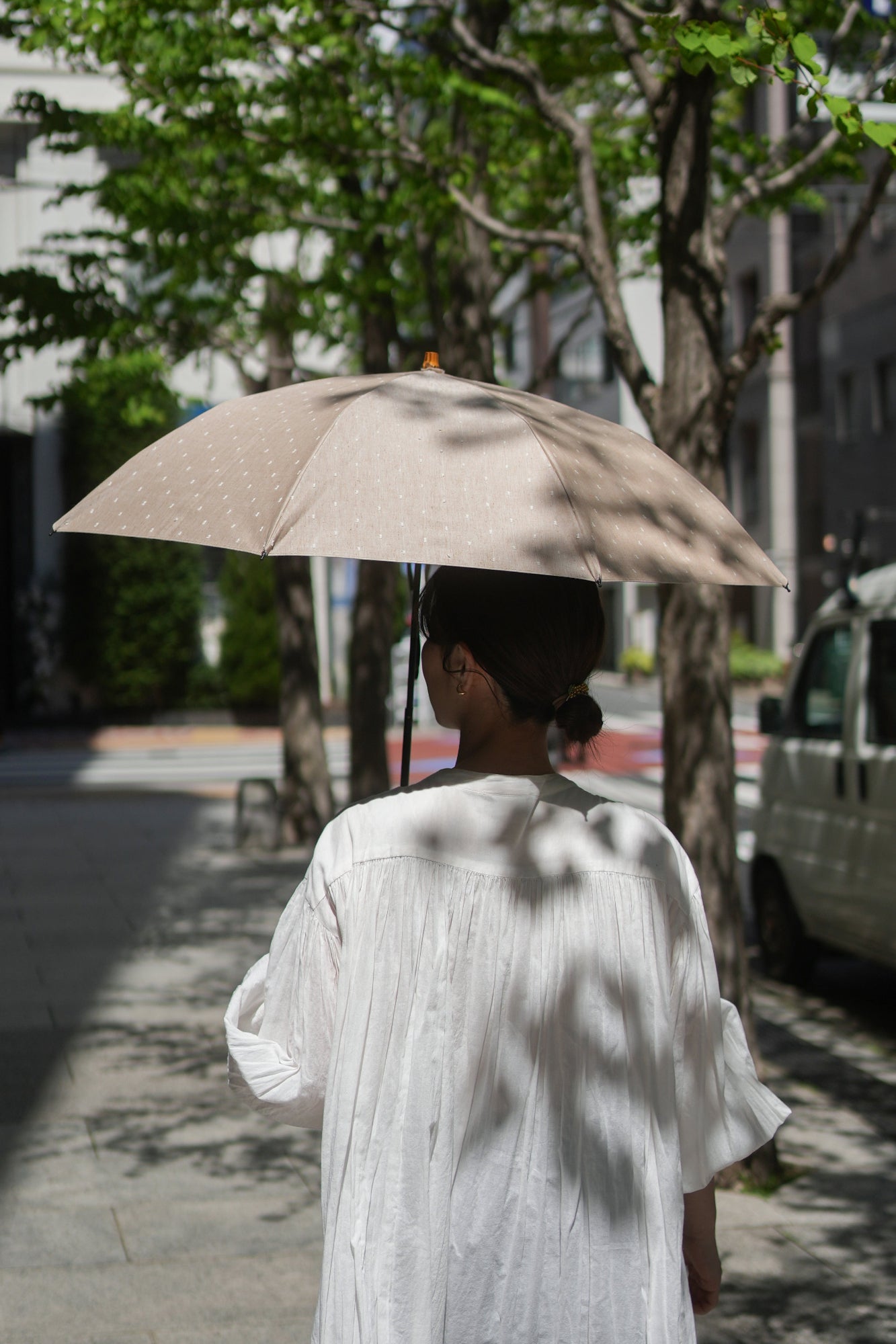 Fringe Dot Shade Folding Umbrella 50cm 8 Ribs