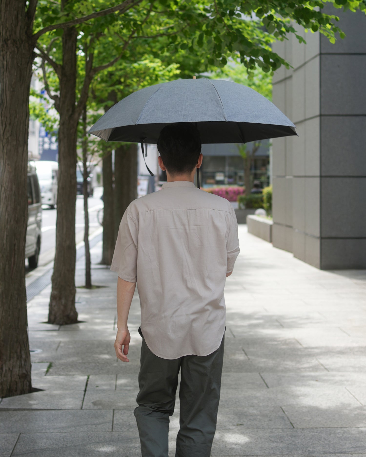 シャンブレーシェード 折りたたみ傘 55cm 8本骨