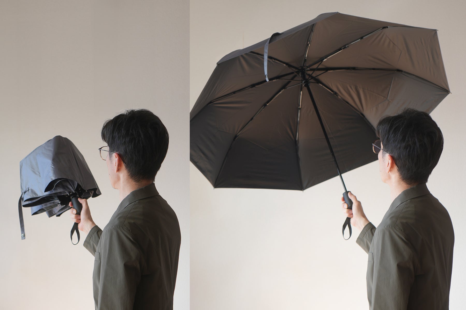 A one-touch folding umbrella for both sun and rain, 55cm, also