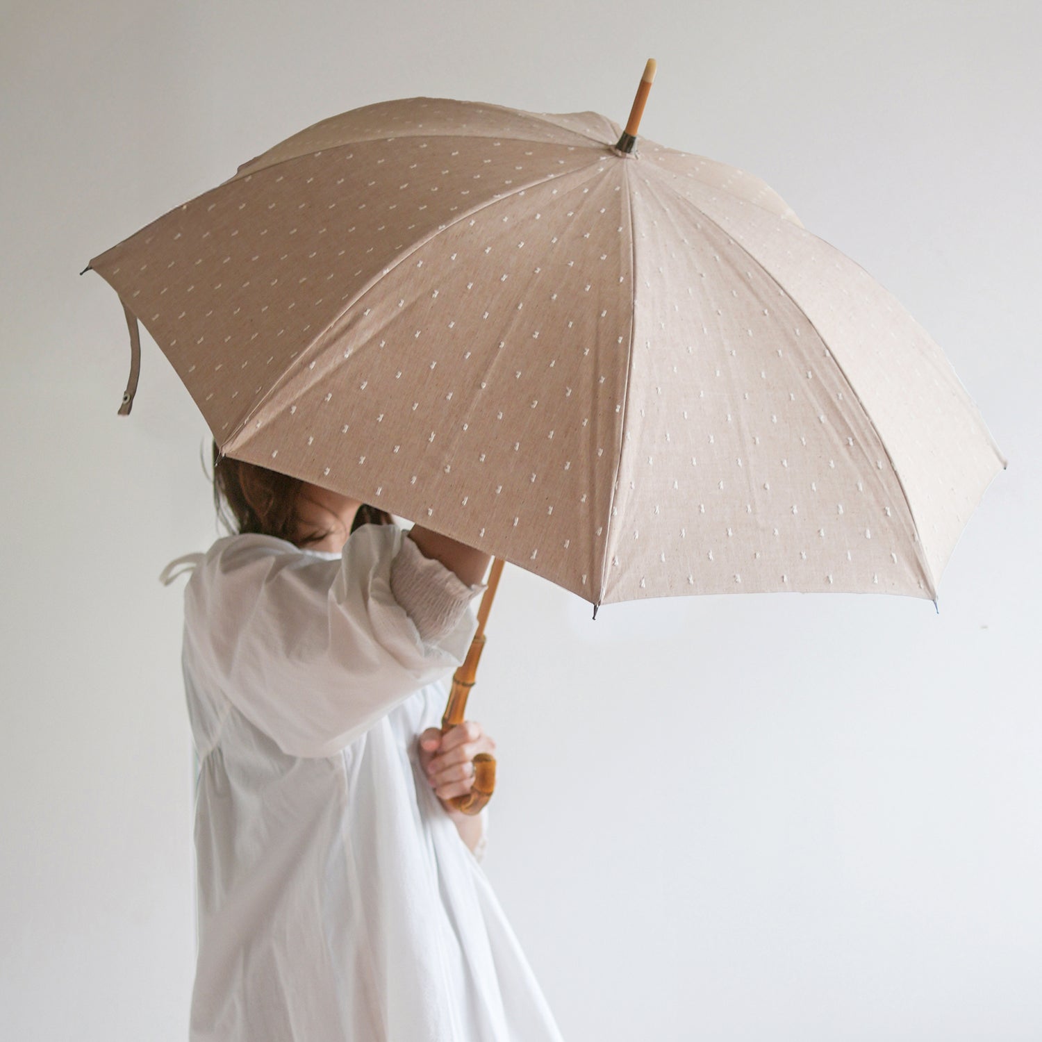 Fringe Dot Shade Long Umbrella 50cm 8 Ribs