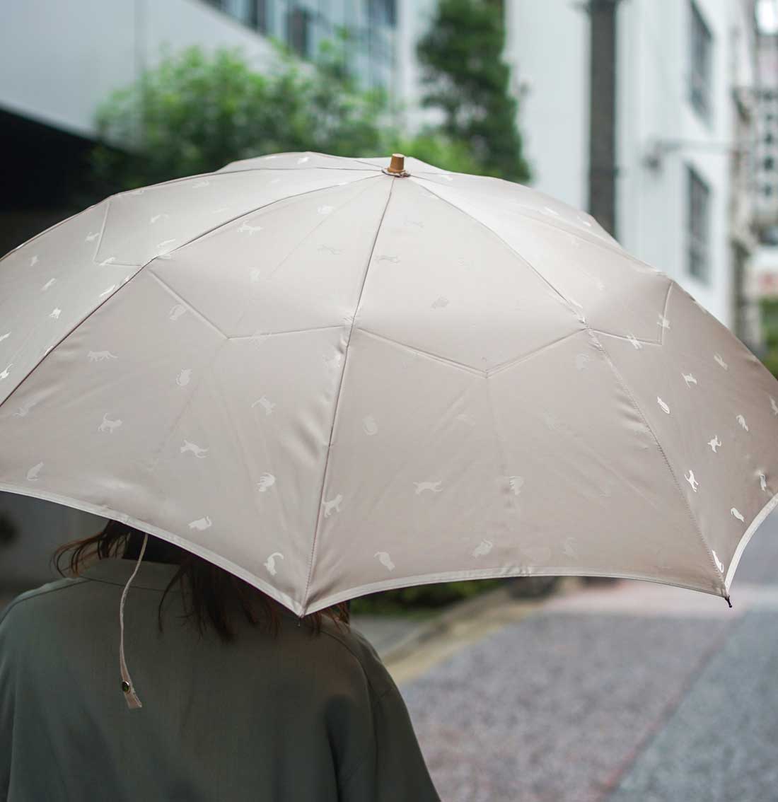 折りたたみ傘 レディース 雨傘 シルエットで表現する、ねこの愛らしい仕草