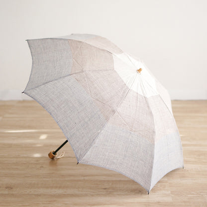 折りたたみ傘 レディース 日傘 晴雨兼用傘 天然繊維の日傘 2段折り 小宮商店 Natural Linen ブルー