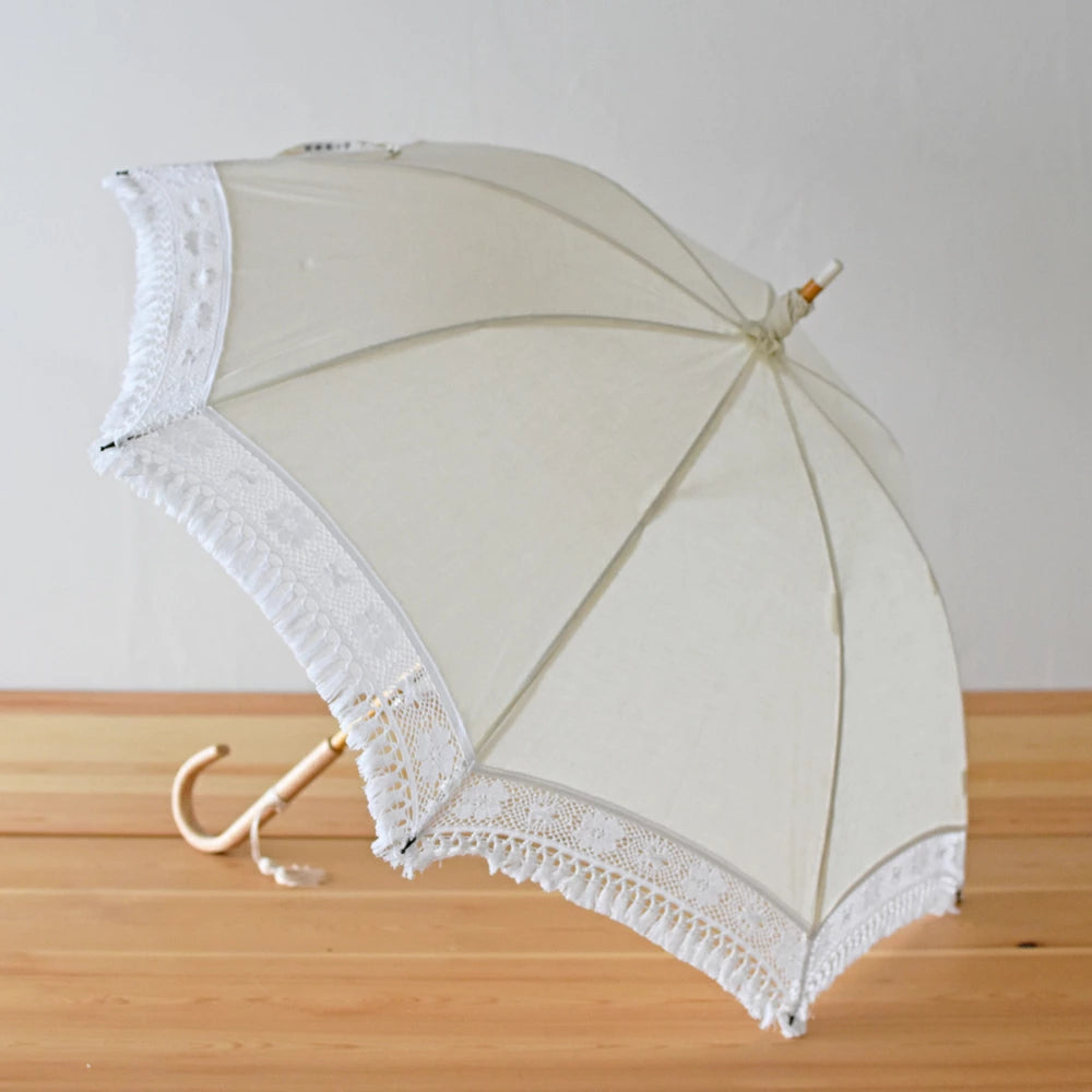 [Best Price] Clooney Lace (Fringe) Long Umbrella 50cm 8 Ribs