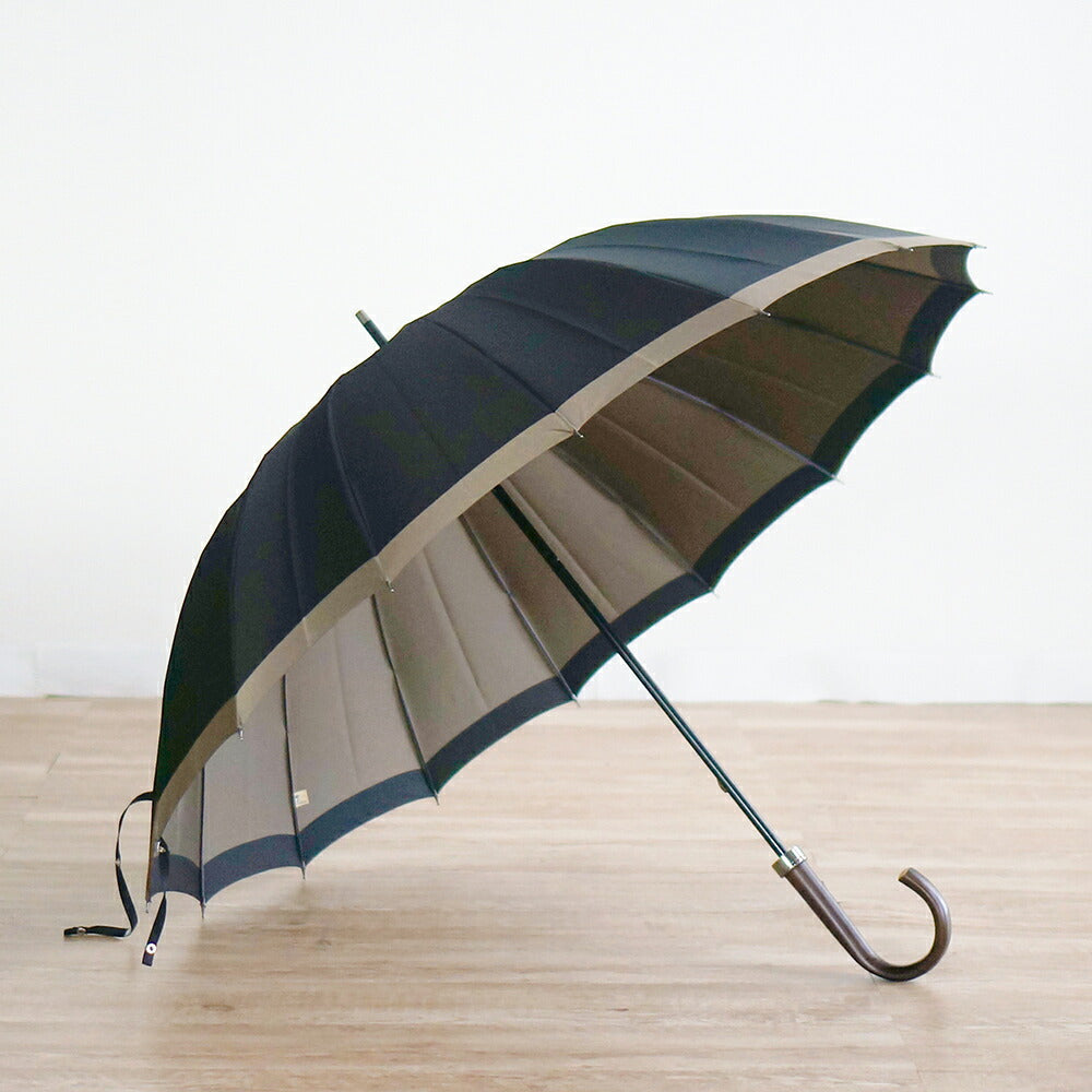 長傘 メンズ 雨傘 UV 甲州織 木製シャフト 小宮商店 橘 ブラック・ベージュ