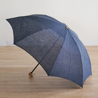 折りたたみ傘 メンズ 日傘 天然繊維の日傘 2段折り 小宮商店 Natural Linen ネイビー