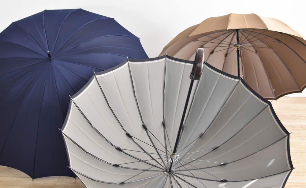 裏縞－うらしま－甲州織骨が多い65cm16本骨のメンズ雨傘・雨晴兼用長傘「日本製のおしゃれな高級傘ブランド・小宮商店」
