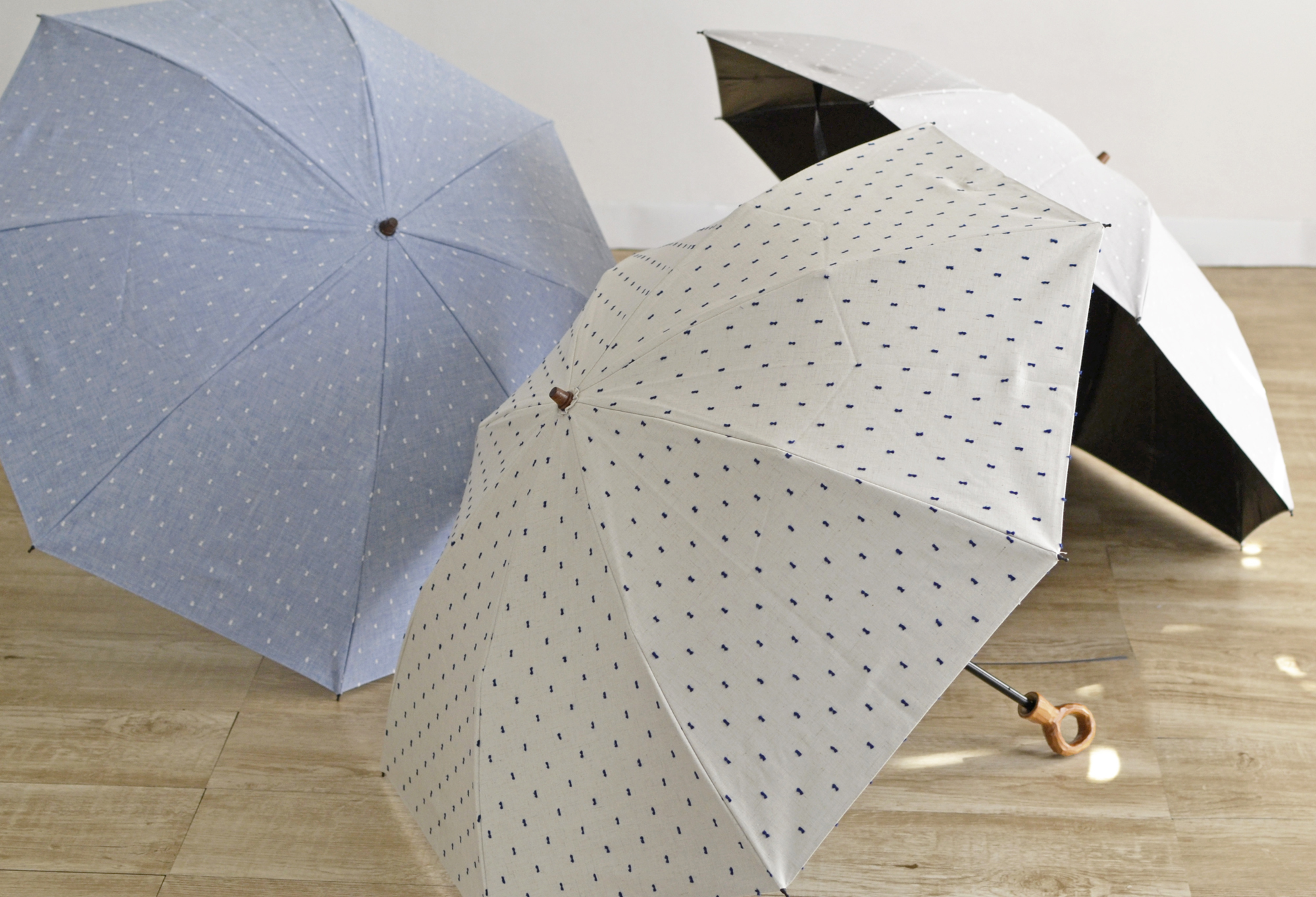 立体的なドット柄がかわいい、一級遮光のレディース晴雨兼用傘 | 傘 
