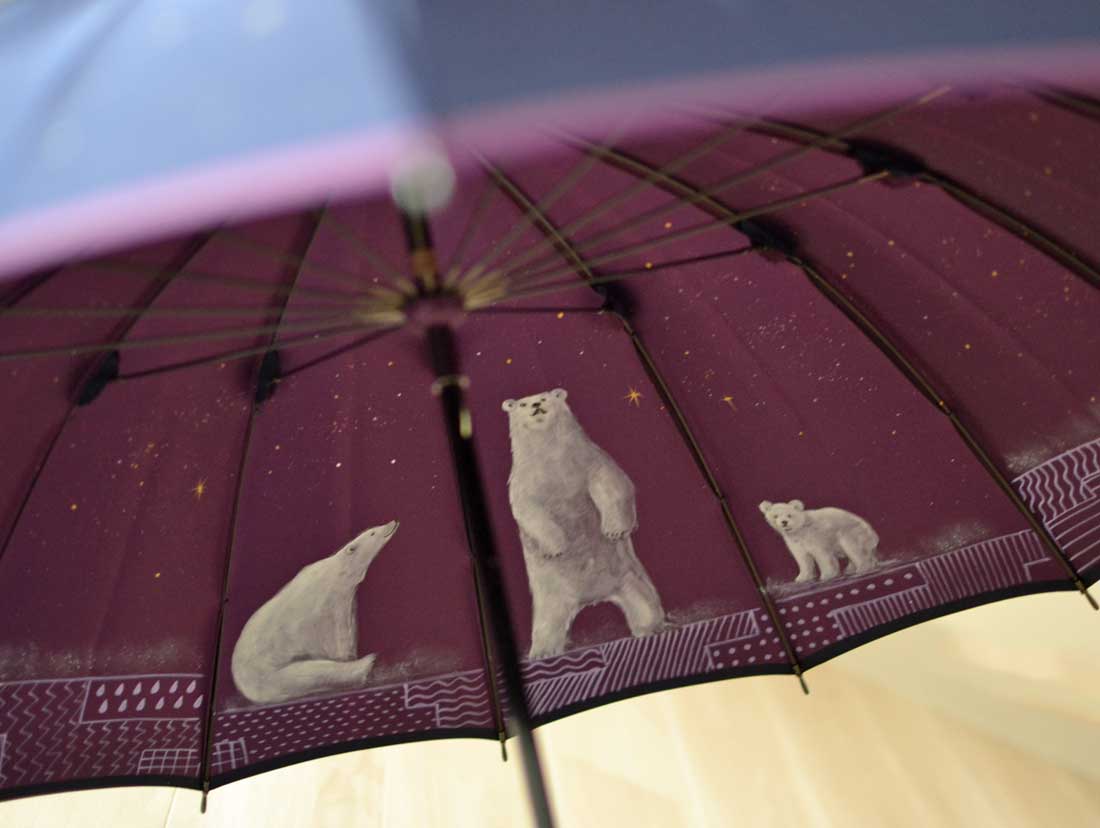 レディース雨傘・甲州織・白くまの傘